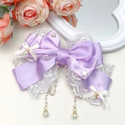 Exquisite and Sweet Lace Pearl Chain Big Bow Pearl Pink Cute Princess Headpiece Hair Clip Accessories Lolita Headpiece Hair Clip
