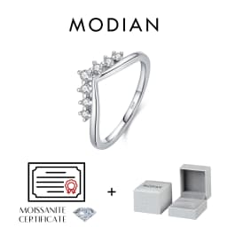 MODIAN Dazzling Moissanite Lab Diamond Rings 925 Sterling Sliver Stackable Crown Finger Rings For Women Party Fine Jewelry