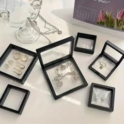 5Pcs Floating Display Case Frame Ring Necklace Earring Packaging Box Jewelry Coin Display Stand Holder