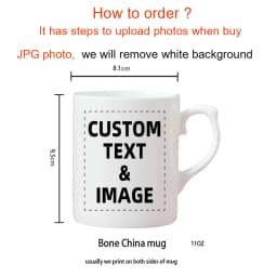 Custom Photo and Text Coffee Mug - Personalized Tea Cup Mugs for Valentine's Day, Christmas Gift