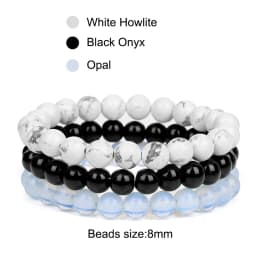 3Pcs/set 8mm Natural Stone Beads Bracelet Set Pink Zebra Rhodonite Moonstone Agates Hematite Bracelets For Women Men Jewelry