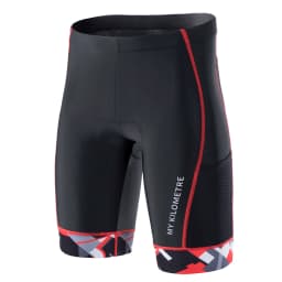 Men's Tri Shorts Quick Dry Compression Triathlon Cycling Shorts with Pad Side Pockets Swim Bike Run MY KILOMETRE