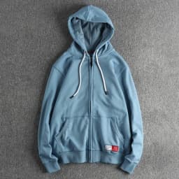 Autumn Winter New American Retro Long Sleeve Solid Color Hooded Hoodies Men's Simple Washed Casual Loose Cardigan Sweatshirts