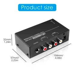 PP400 Ultra-Compact Phono Preamp Preamplifier Home Mini Audio Amplifier with RCA Interface for Turntable Tube Amplifier Speaker
