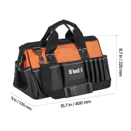 SucceBuy 15.7in Tool Bag with 33 Pockets, Portable Organizer with Soft Handle, Large Zipper&Adjustable Shoulder Strap for Tools