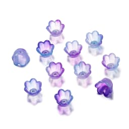 50Pcs Gradient Flower Acrylic Beads Bellflower Spacer Beads Caps for DIY Charms Bracelets Jewelry Making Findings Accessories