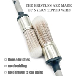 AUTOBRIGHT Silver Professional 2pcs Car Wash Brushes High Quality Fiber Soft Brush Bristles Car Detailing Clean Interior Tool