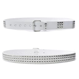 Punk Style Rivet Belt Set, Equipped with Stainless Steel Square Buckle, PU Panel Material, Male and Female Pyramid Rivet Belts