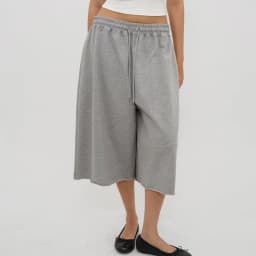 Y2K Grunge Baggy Capri Pants Women Drawstring Wide Leg Sweatpants Vintage Raw Hem 3/4 Cropped Joggers Trousers Loungewear