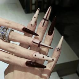 24PCS Dark Blue Butterfly Y2k False Nails Spicy Girls Gradient French Pointed Fake Nails Press On Long Stiletto Artificial Nails