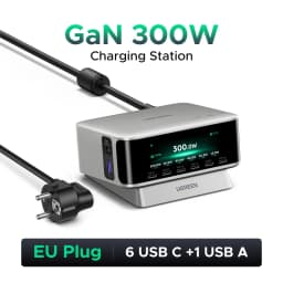 UGREEN 300W GaN Charger With Smart Display PD 3.1 7 IN 1 Desktop Charging Station For MacBook Air Pro Laptop iPhone Samsung iPad