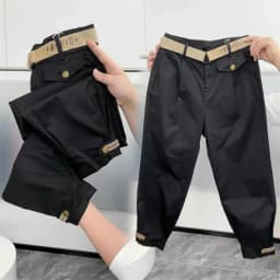 High-quality High Waist Solid Color Cotton Pants Women Fashion 2026 Autumn Loose Casual All-Match Harem Pants Trousers Ladies