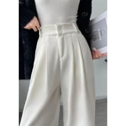 Winter Solid Color Plus Fleece Straight Pants Women Double Buttons Thicken Warm Corduroy Trousers Casual Comfortable Plush Pant