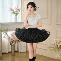 Lolita Soft Tulle Violent Short Support Flying Duck Butt Skirt Support Super Violent No-Bone Lace Bustle Half Skirt for ...