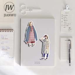 JIANWU 50 Sheets Simple Decor Material Girl Character Outfit Sticker Creative DIY Journal Scrapbooking Collage Stationery