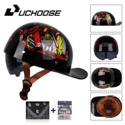 Uchoose Summer Motorcycle Casque DS Baseball Cap Helmet Retro Helmets Vintage Open Face Scooter Cruiser Chopper Gangster