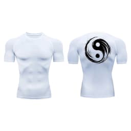 Yin Yang Sword Print Short Sleeve Compression Shirts for Men Summer Athletic Quick Dry T-shirts Gym Workout Running Tees Tops