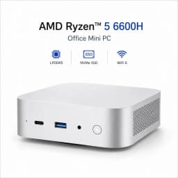 MQR5 Mini PC AMD Ryzen5 6600H Radeon 660M Graphics 12GB/16GB LPDDR5 512GB/1TB SSD WIFI6 Gaming Computer with USB Type-C