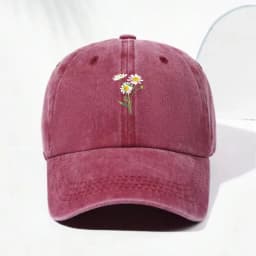 Embroidery Flowers Baseball Cap Washed Cotton Vintage Dad Hat Fashion Streetwear Hip Hop Adjustable Unisex Casual Summer Cap