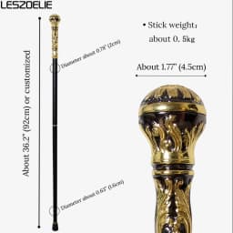 91cm Gold With Black Luxury Elegant Walking Stick Man Fashion Round Handle Walking Canes Women 2-Pieces Detachable Vintage Cane