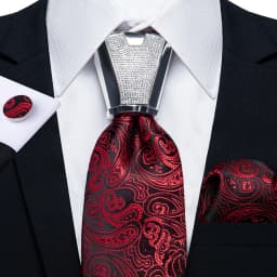 DiBanGu Business Plaid Black Solid Luxury Elegant Silk Ties for Men Designer Tie Buckle Handkerchief Cufflinks Wedding Accessory