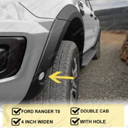 For Ford Ranger T8 2019-2022 Fender Flares Wildtrak 30mm Wheel Arch Extensions With Sensor Hole ABS Matte Black