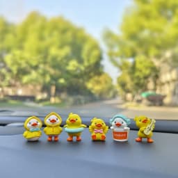 6pcs Anime Figure Little Yellow Duck Model Decor Cute Car Mounted Ornaments Auto Interior Dashboard Accessories for Girls Gifts