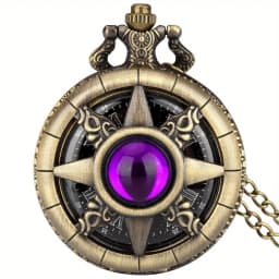 Y2K Cartoon Anime Round Pointer Quartz Watch Vintage Rhinestone Cosplay Necklace Chain Watch For Women Men Collector Gift