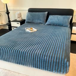 King Size Easy Care Velvet 1 Piece Solid Textured Bed Cover Single Piece Non Fading Velvet Sheet Only