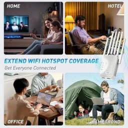 1200Mbps WiFi Repeater Dual Band 5G/2.4GHz Wireless Range Extender Signal Booster Network Amplifier for Whole Home Coverage