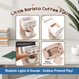 Coffee Machine Toy Barista Pretend Play Cafe Set Children's Play House Simulation Kitchen Miniature Role Play for Boys Girls