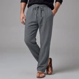 Men's Cotton Linen Suit Pants Elastic Waist Solid Color Breathable Lightweight Old Money Casual Business Straight Leg Pants
