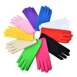 New Satin Full Finger Party Short Gloves For Women Girls Spring Autumn Solid Mittens Outdoor Dance Dress Up Bride's Gloves