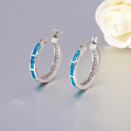 CiNily White Fire Opal Hoop Earrings With Stone Silver Plated Small Round Circle Chic Summer Punk Jewelry Best Gifts for Woman