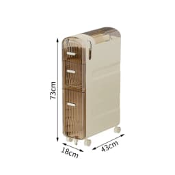 Cream Style Transparent Plastic Seam Storage Shelf Bathroom Floor Cart Storage Cabinets Toilet Side Narrow Gap Cabinet Storage