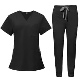 Short Sleeve V-neck Tops+jogger Pants Set Scrubs Uniform Suit Nursing Uniform Women Multicolor Pet Doctor Scrub Medical Workwear