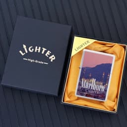 Marlboro Creative and Personalized Grinding Wheel Kerosene Lighter Gift Box World-famous Scenic Spots Men's Gift Wholesale