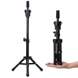 22 Inches Canvas Mannequin Head with Tripod Stand Wig Cap T Pins Rat for Wig Making Practice Styling Training Display