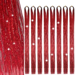 Gold and Silver Hair Sequin Set with 8 Pieces of 1600 Strands of Sparkling Hair for Christmas and Halloween Parties