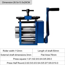 Jewelry Rolling Mill Machine Gear Ratio 1:2.5 Wire Roller Mill 0.1-7mm Press Thickness Manual Combination Rolling Mill