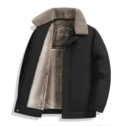 Winter Thick Warm Cotton Jacket Men Business Casual Faux Fur Lapel Collar Fashion Comfort For Elderly Fathers Daily Casual