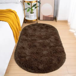VIKAMA Long Plush Oval Area Rug Super Soft Fluffy Bedroom Bedside Rug Kids Room Nursery Dorm Floor Mat Home Decor