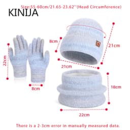 Winter Cap Gloves Scarf Set Women GradientColor Knitted Hat Thickened Fleece Lining Skullcap Outdoor Cycling Windproof Beanies