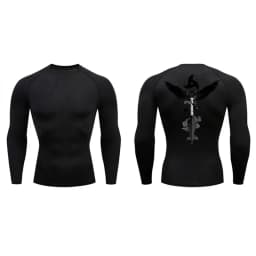 Sword Print Long Sleeve Compression Shirt for Men Athletic Quick Dry Tshirts Tops Gym Workout Running Baselayers Undershirts