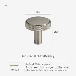 Nurlin Solid Brass Nickel Brushed Silver Knurled Classic Luxury kitchen Knobs Furniture Door Handle Available In Multiple Sizes