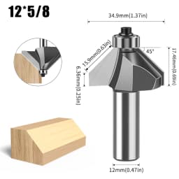 1pc 6mm 12mm Shank 45 Degree Bevel Router Bit Woodworking Milling Router Bit Trimming Machine Carving Router Bit