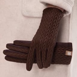 Women Winter Keep Warm Touch Screen Down Suede Fabric Gloves Cycling Drive Fashion Elegant Temperament Windproof Diamond Grid