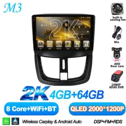 Android 16 7/9 Inch For Peugeot 206+ 207 207CC 2006 - 2015 Stereo Head Unit 2K QLED GPS Navigation Touch Screen 5G RDS 8 Core