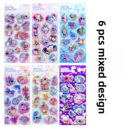 3 pcs/6 pcs Cute Fragrant Glitter Shaking Sticker 3D Cartoon Scrapbooking Diy Journaling Stationery Diary Sticker School Gift