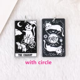 8Pcs 39*23 MM Black White Cat Tarot Card Charms Creative Acrylic Sun Moon And Lovers Jewelry For Earring Necklace Diy
